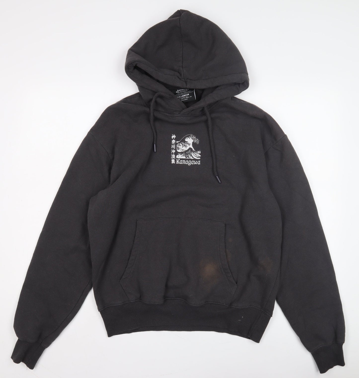 Mens UK Size S Pull&Bear Black Pullover Hoodie