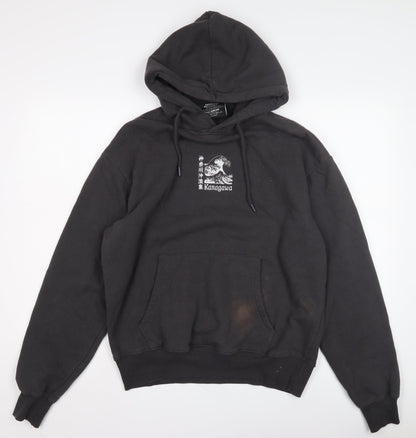 Mens UK Size S Pull&Bear Black Pullover Hoodie
