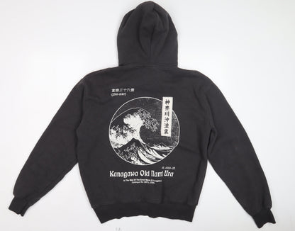 Mens UK Size S Pull&Bear Black Pullover Hoodie