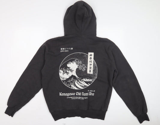 Mens UK Size S Pull&Bear Black Pullover Hoodie