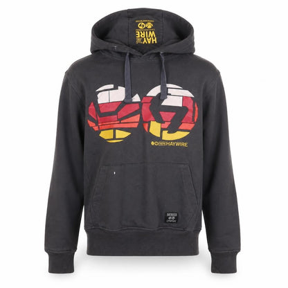 Front view of Haywire boys’ black graphic hoodie l pullover casual
