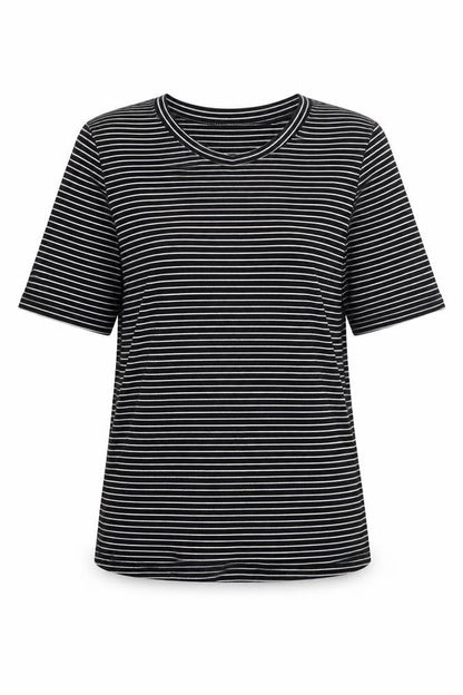 Sisters Point Women's Black Striped T-Shirt L