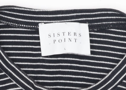 Sisters Point Women's Black Striped T-Shirt L