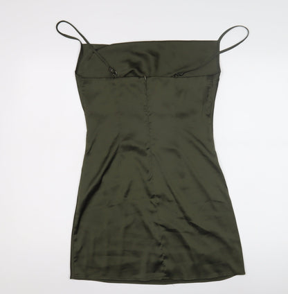 Stradivarius Women's Green Slip Dress Size 12