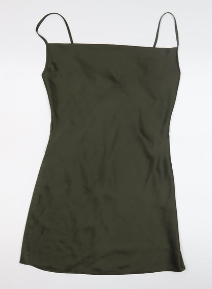 Stradivarius Women's Green Slip Dress Size 12