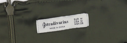 Stradivarius Women's Green Slip Dress Size 12
