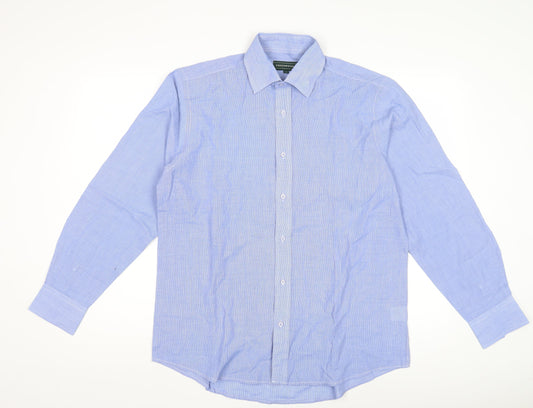 Mens UK Collar Size 16 Greenwoods Smart Blue  Dress Shirt