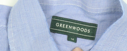 Mens UK Collar Size 16 Greenwoods Smart Blue  Dress Shirt