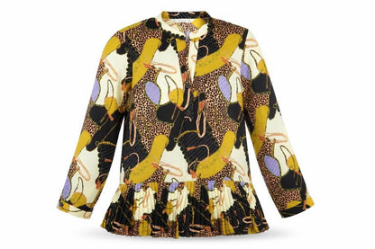 Zara Basic Women's Multicoloured Animal Print Tunic Blouse, Size S