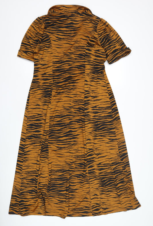 ASOS Women's Brown Animal Print A-Line Midi Dress