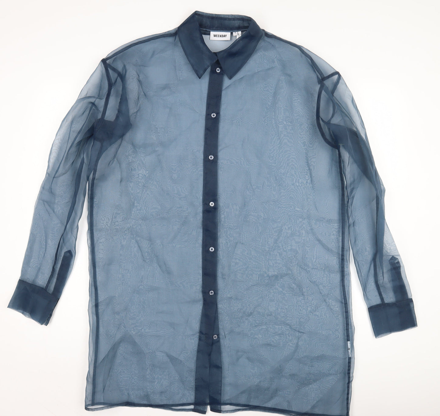 Womens UK Size 14 Weekday Blue Kimono Button-Up