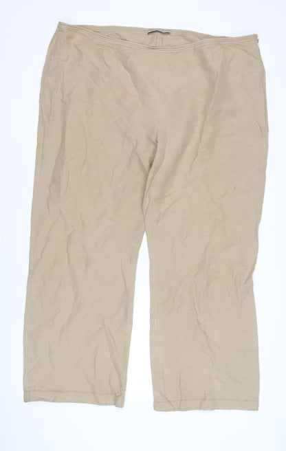 Chesca Womens Beige Linen Silk Relaxed Trousers Size 20