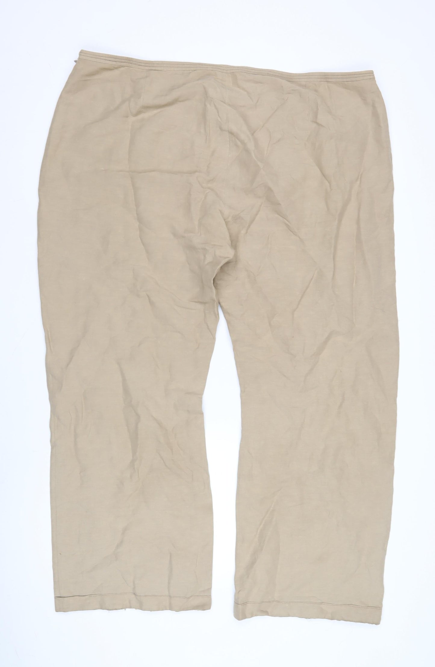 Chesca Womens Beige Linen Silk Relaxed Trousers Size 20