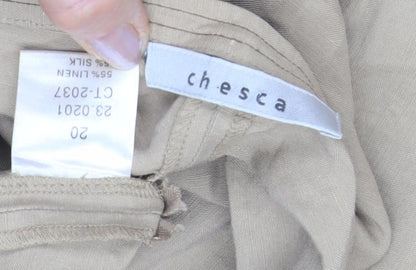 Chesca Womens Beige Linen Silk Relaxed Trousers Size 20