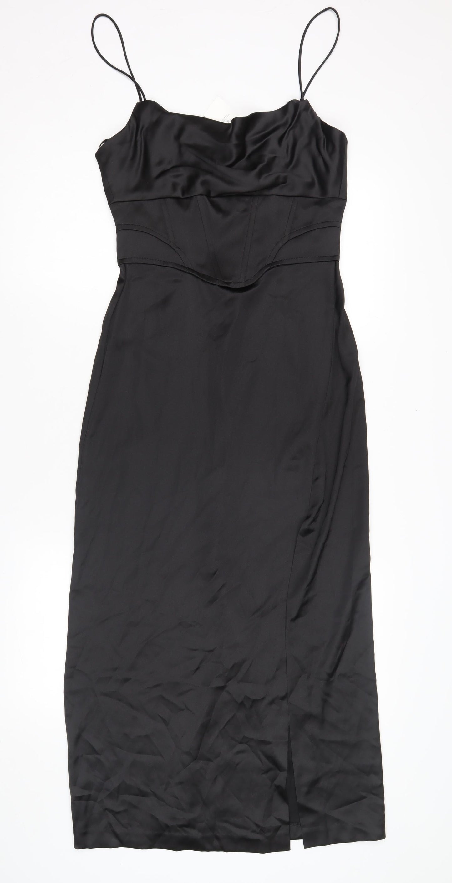 Zara Women's Black Satin Slip Dress XS
