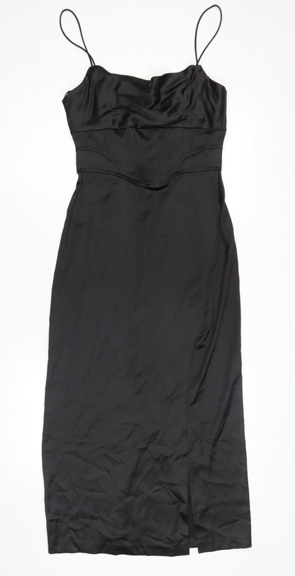 Zara Women's Black Satin Slip Dress XS