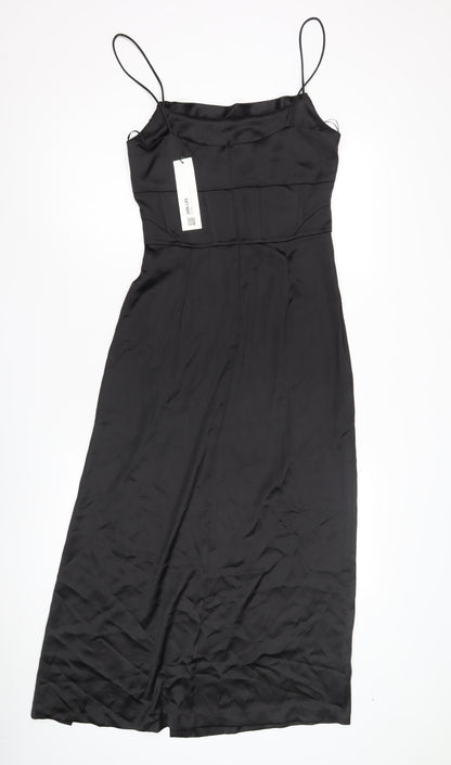 Zara Women's Black Satin Slip Dress XS