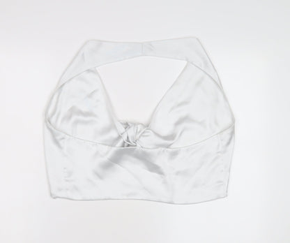 Womens UK Size XL Zara White Cropped Blouse