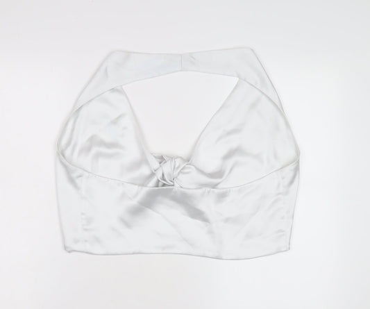 Womens UK Size XL Zara White Cropped Blouse