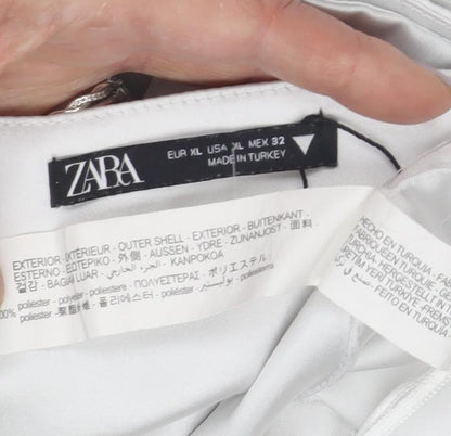 Womens UK Size XL Zara White Cropped Blouse