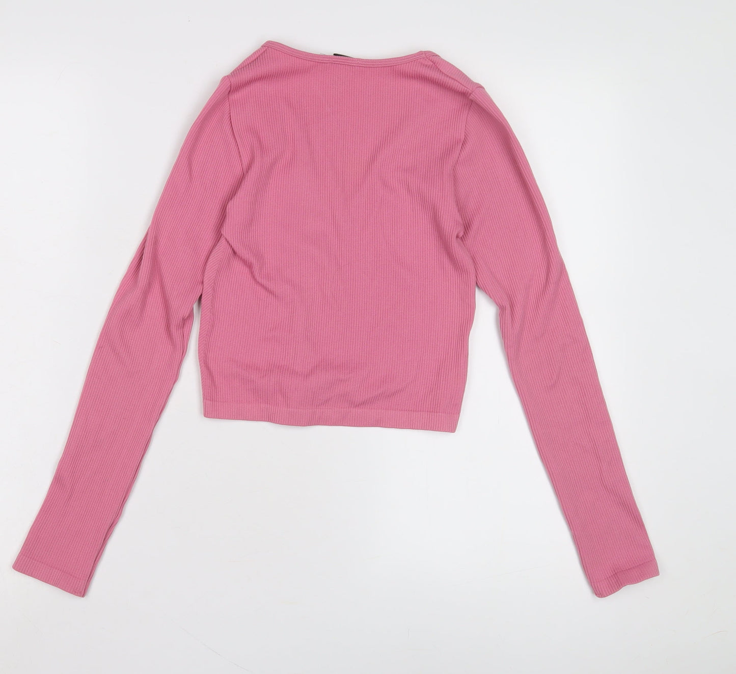 Womens UK Size XS Stradivarius Pink Cropped T-Shirt