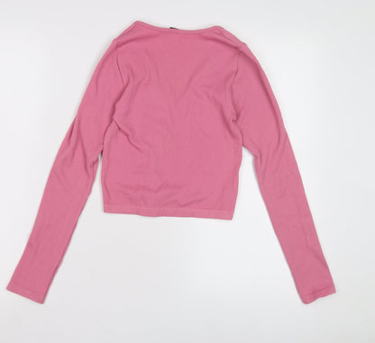 Womens UK Size XS Stradivarius Pink Cropped T-Shirt