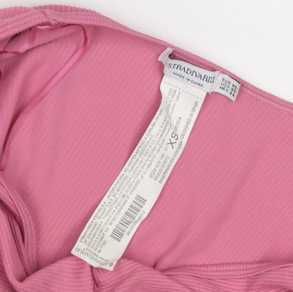 Womens UK Size XS Stradivarius Pink Cropped T-Shirt