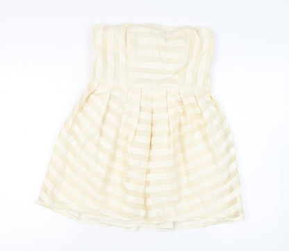 Topshop Women Ivory Strapless Short Party Dress