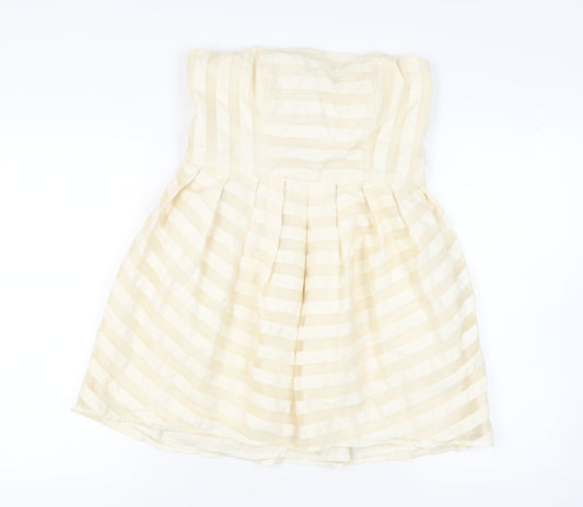 Topshop Women Ivory Strapless Short Party Dress