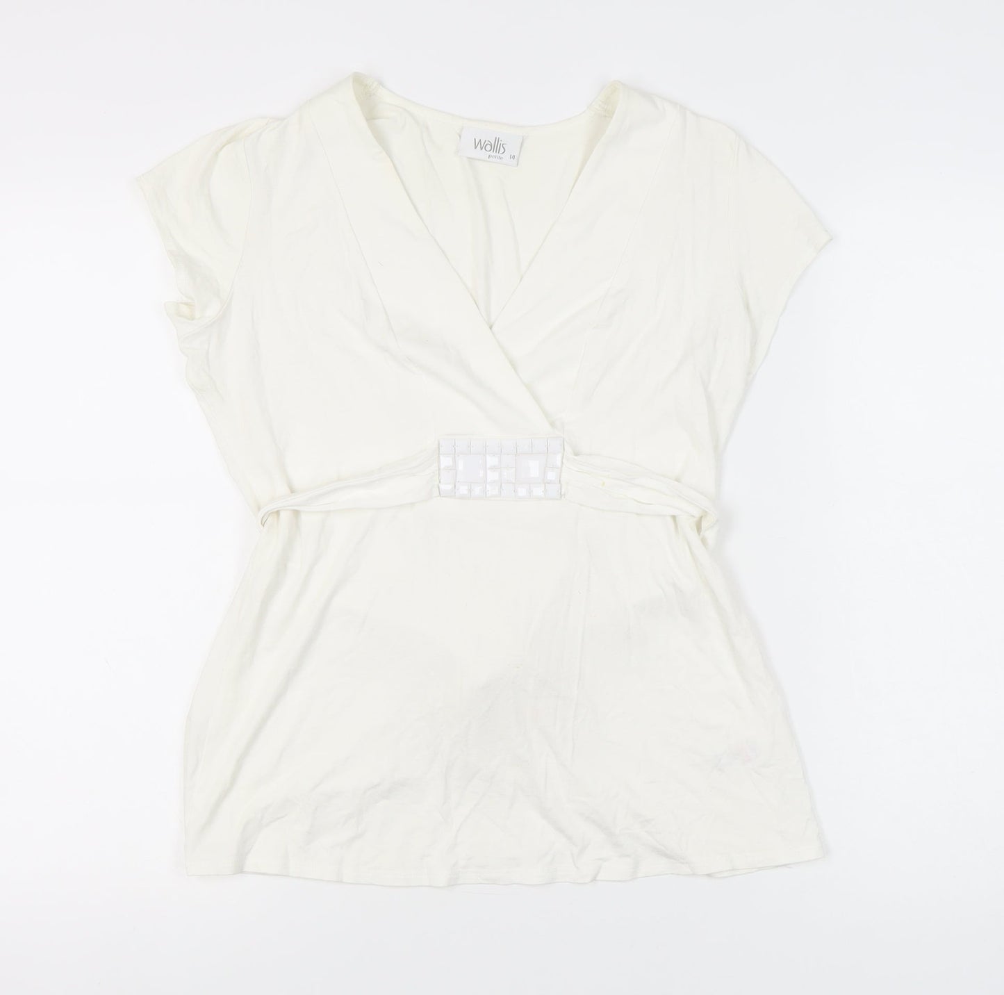 Womens UK Size 14 Wallis Ivory Wrap Blouse