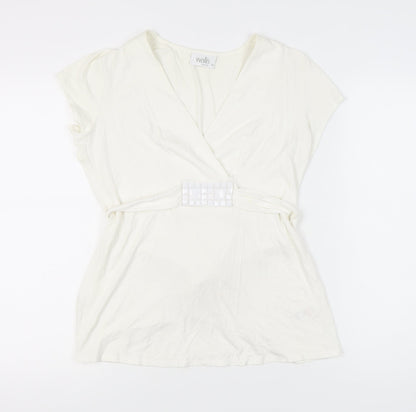 Womens UK Size 14 Wallis Ivory Wrap Blouse
