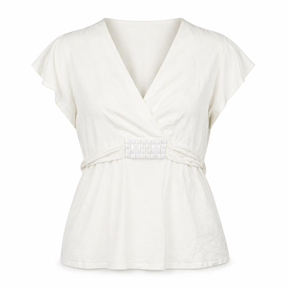 Womens UK Size 14 Wallis Ivory Wrap Blouse