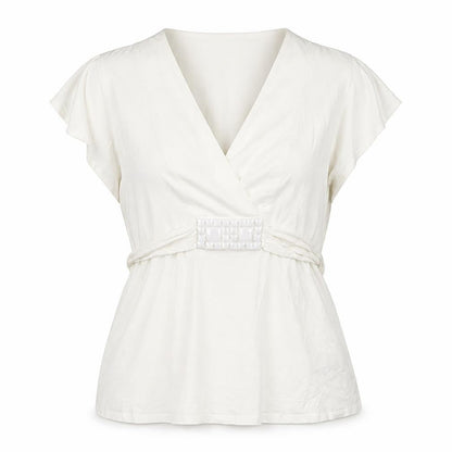 Womens UK Size 14 Wallis Ivory Wrap Blouse