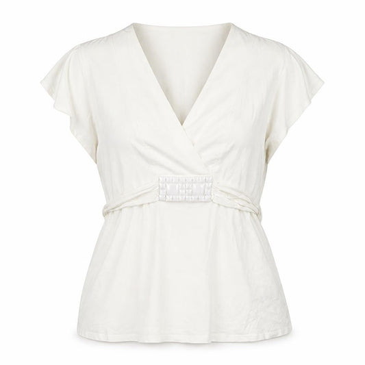 Womens UK Size 14 Wallis Ivory Wrap Blouse