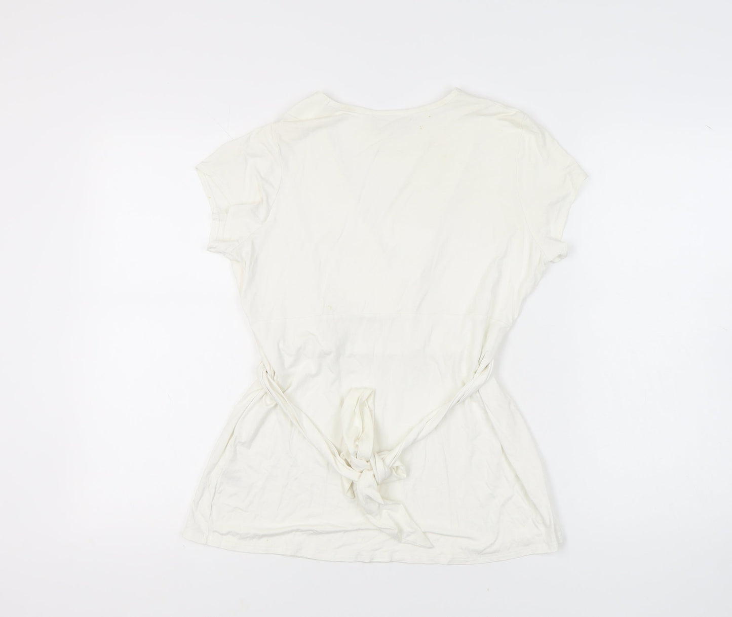 Womens UK Size 14 Wallis Ivory Wrap Blouse