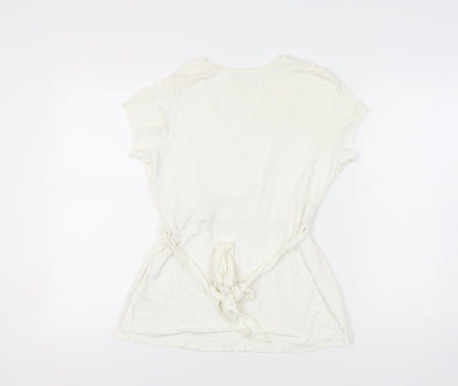 Womens UK Size 14 Wallis Ivory Wrap Blouse