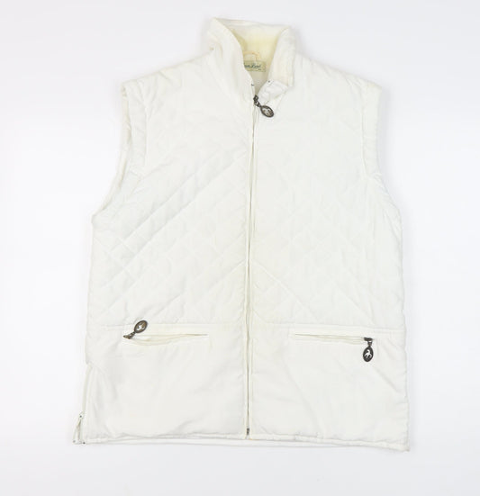 Womens UK Size M Green Lamb White Quilted Coat