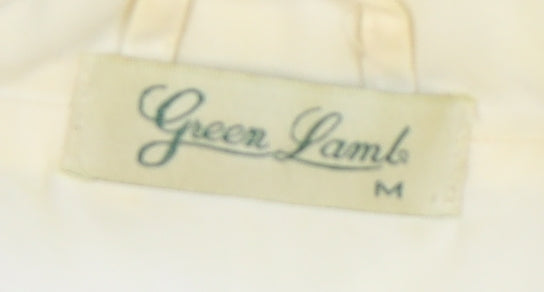 Womens UK Size M Green Lamb White Quilted Coat