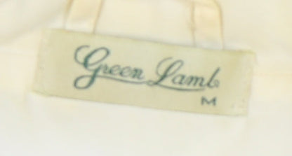 Womens UK Size M Green Lamb White Quilted Coat
