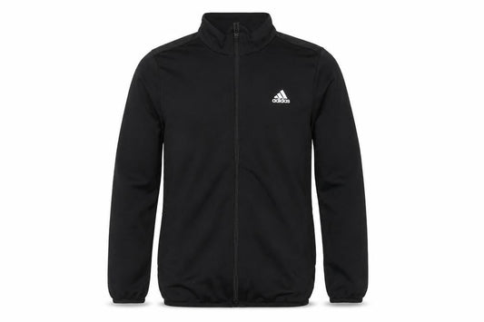 Front view of Adidas boys’ black full zip sweatshirt 9-10y