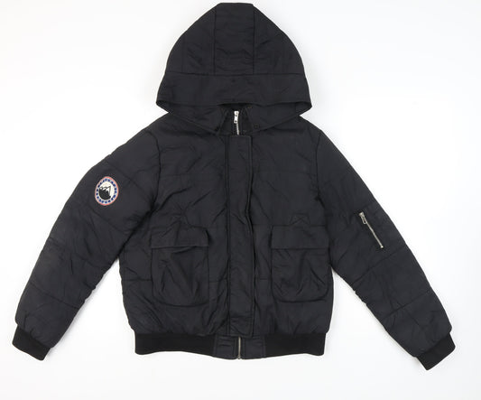 Boohoo Women's Black Tall Puffer Jacket UK 14