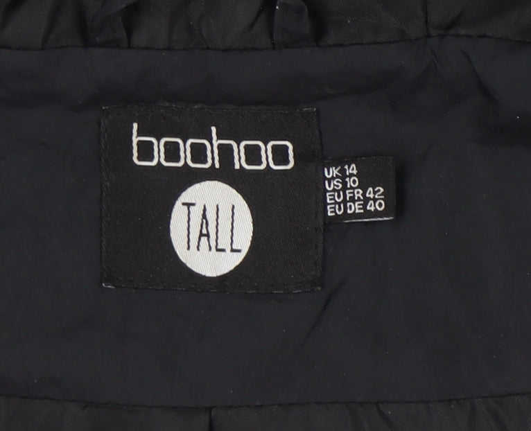 Boohoo Women's Black Tall Puffer Jacket UK 14