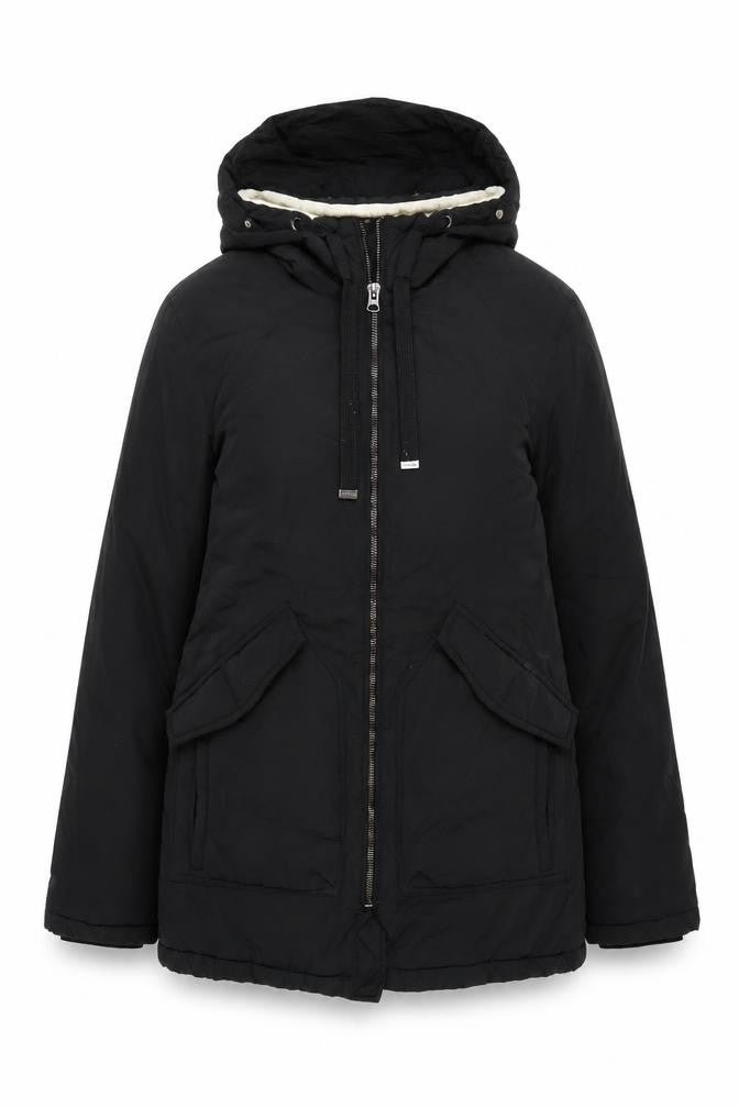 Pull & Bear Women's Black Hooded Parka Jacket M