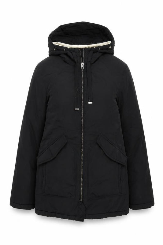 Pull & Bear Women's Black Hooded Parka Jacket M