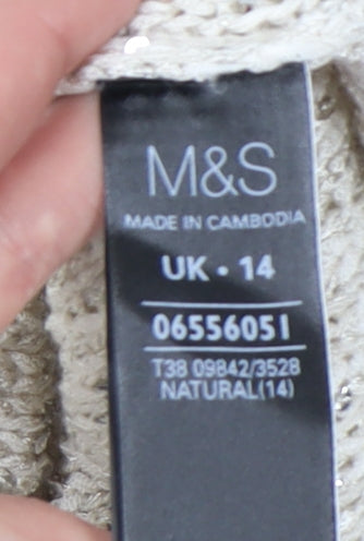Womens UK Size 14 Marks and Spencer Beige Pullover Jumper