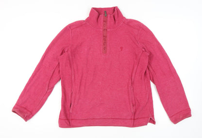 Women's Pink Pullover Sweatshirt, High Neck, Size 14