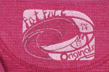 Women's Pink Pullover Sweatshirt, High Neck, Size 14