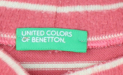 United Colors of Benetton Girls Pink Striped Pullover Jumper 3-4 Years