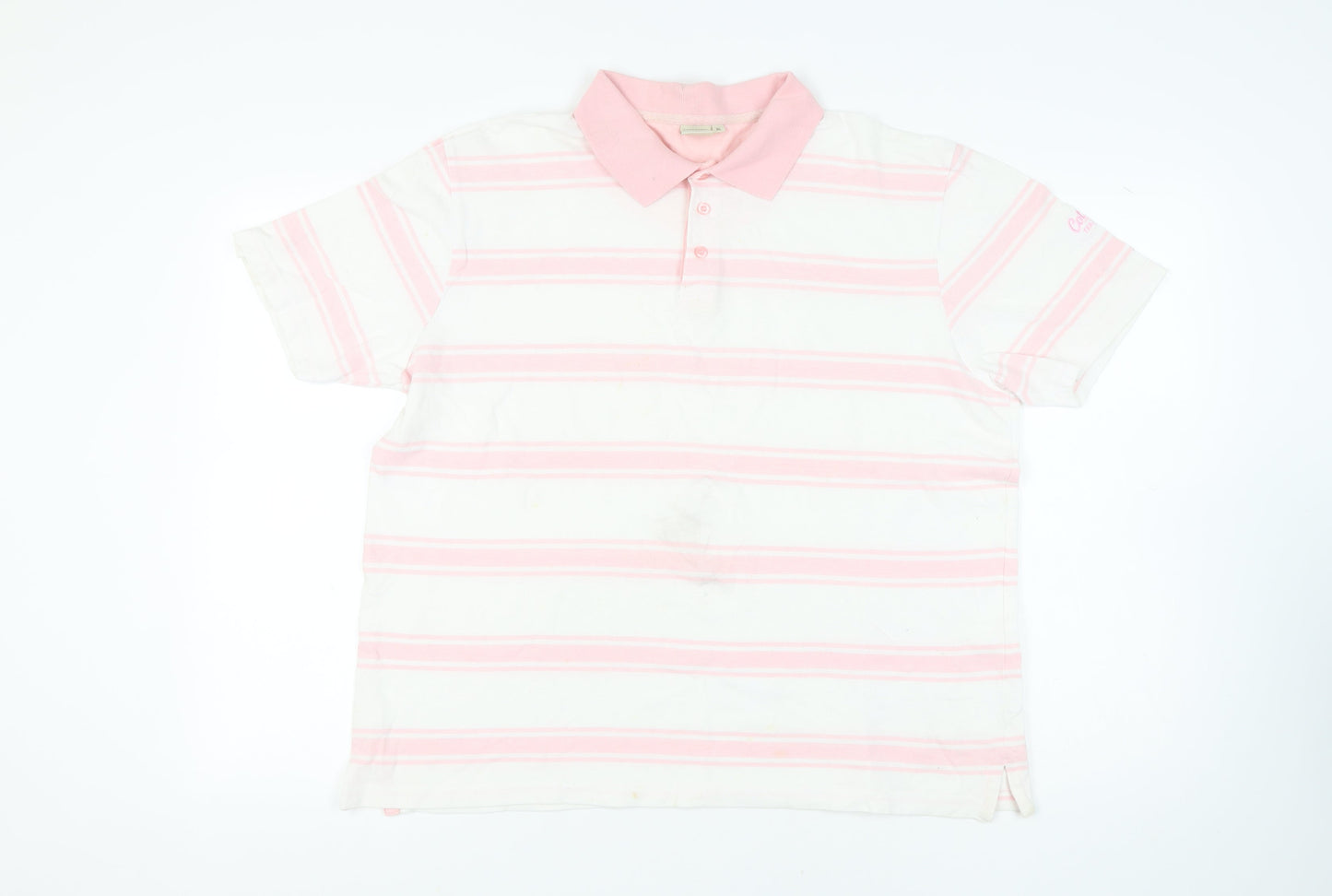 Cotton Traders Men's Pink Striped Polo, XL, Casual Wear