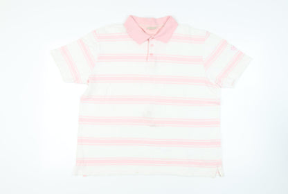 Cotton Traders Men's Pink Striped Polo, XL, Casual Wear
